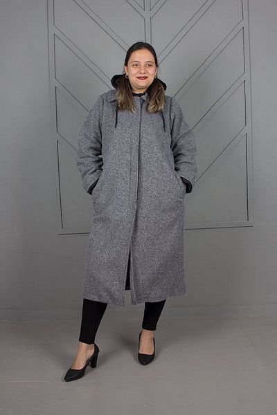 Truva XXL Plus Size Quilted Hoodie Detachable Coat Gray