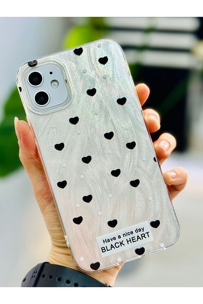 Go Aksesuar حافظة حماية من السيليكون اللامع المتوافق مع هاتف Iphone 11 بتصميم قلب لامع