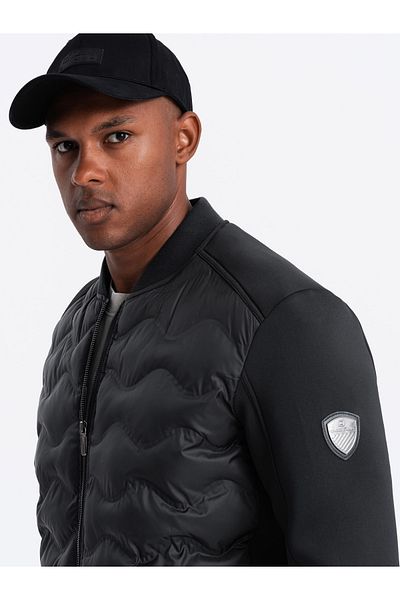 OMBRE Gesteppte Bomberjacke für Herren - schwarz V1 OM-JALP-0141 XL