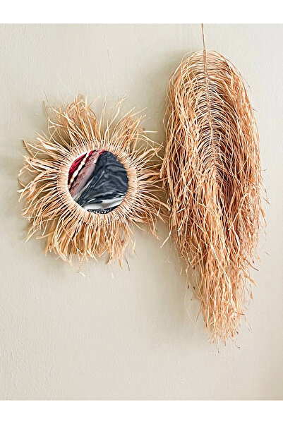 Seher El Yapımı Doğal Hasır Çerçeveli Ayna