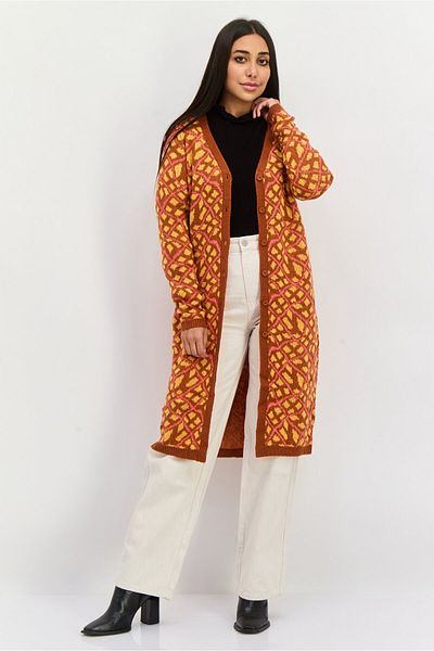 Asos Design Women Allover Print Cardigan, Brown