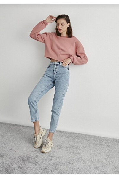 LİMABEL Milano Luda 90's Dora Buz Kar Yıkama Mavi Yüksek Bel Mom Jean 2025