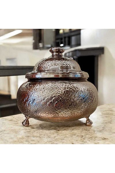 Bakır Center Pure Copper Sugar Bowl - Hand Embroidered Copper Chocolate Bowl Gondola with Sandblasting Detail