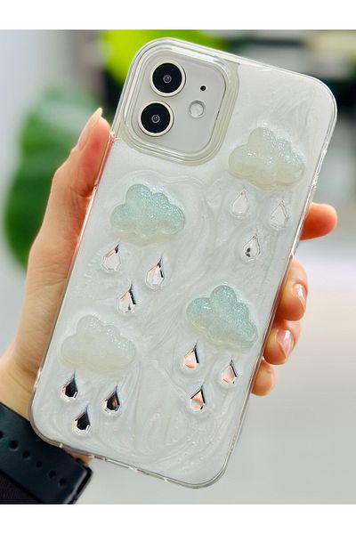 Go Aksesuar حافظة سيليكون مرنة متوافقة مع هاتف Iphone 12 و12 Pro مع لعبة تصميم EPOXY CLOUD