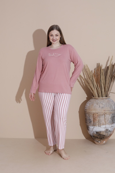 Lukitus Plus Size Cotton Milan Fabric Women's Pajamas Set