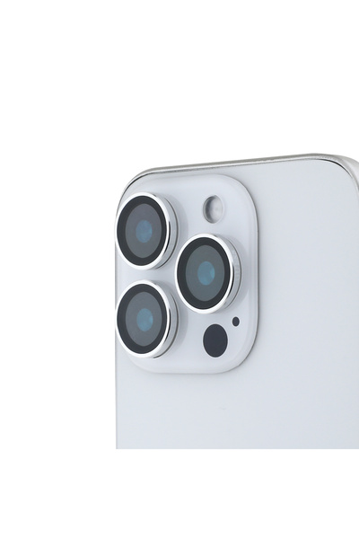 Guess iPhone 16 Pro Max Guess Lisanslı Metal Kamera Lens Koruyucu Gümüş
