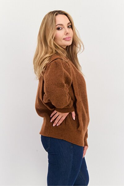 BOSS Women High Neck Textured Sweater, Rust