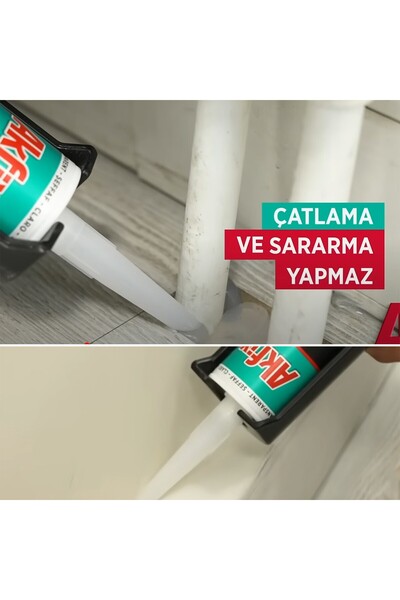 Akfix Beyaz Genel Amaçlı Silikon Yapıştırma Sızıntı Önleyici Dolgu Silikonu Akfix 1100E 280 gr 1 Adet