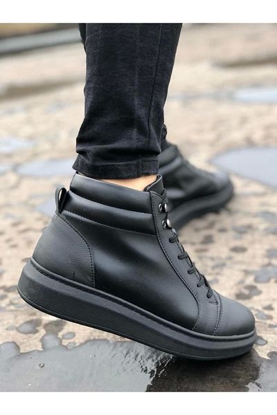 TB Terzi Bey Tb202 Toronto Lace-Up Skin Ανδρικά Αθλητικά Μποτάκια St - Μαύρα