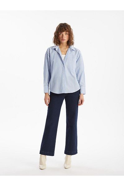 LC Waikiki Γυναικείο πουκάμισο LCW Vision ριγέ Oversize Oxford