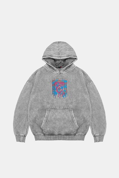 Sekizbiraltı Υγρό ρούχο με στάμπα Oversize Unisex πλενόμενο λευκό κουκούλα