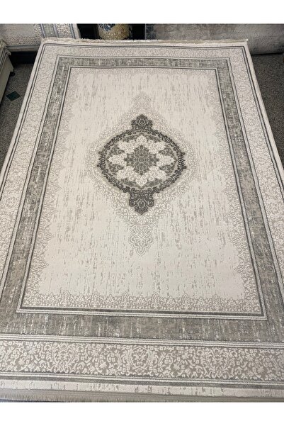 KARAR HALI İpekli gri krem kalın yün salon halısı