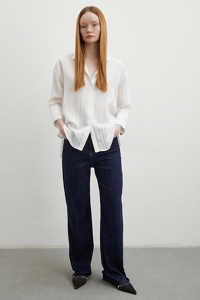 Never more White Cotton Shirt - Double Needle