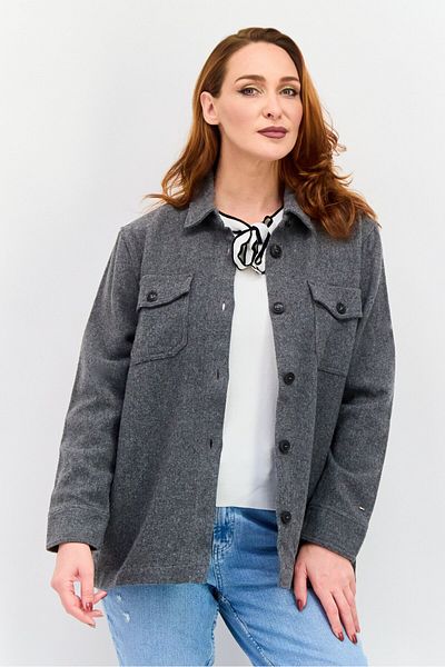 Tommy Hilfiger Women Heather Jacket Shirt, Grey