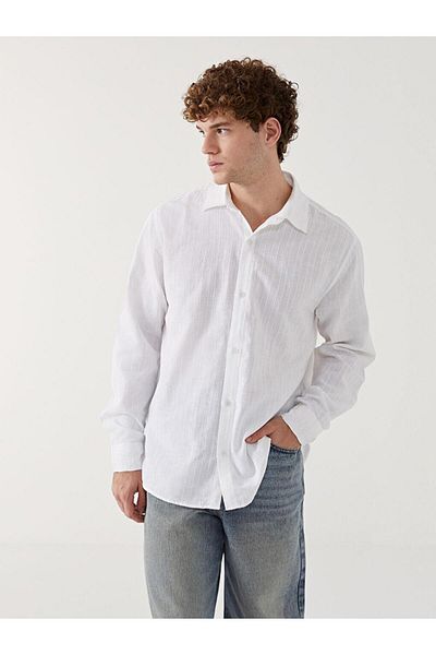 LC Waikiki Ανδρικό μακρυμάνικο πουκάμισο Dobby XSIDE Regular Fit