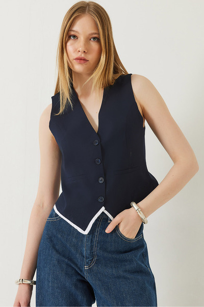 Bianco Lucci Women's V-Neck Viscose Ribbed Lined Vest 60232 60271060