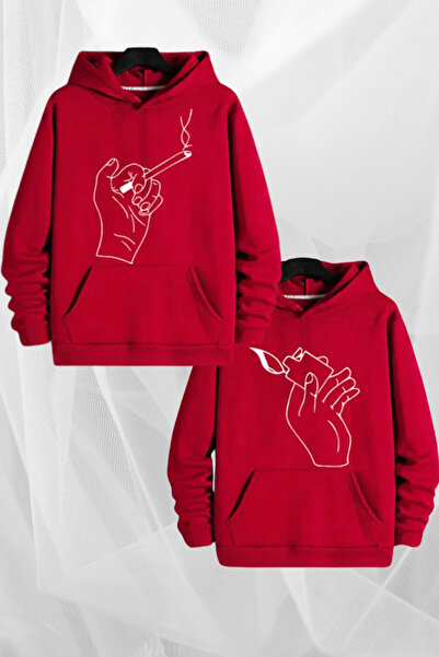 FECCY Pamuklu Unisex Kanguru Cepli Sevgili Çift Kombini 2’li Set