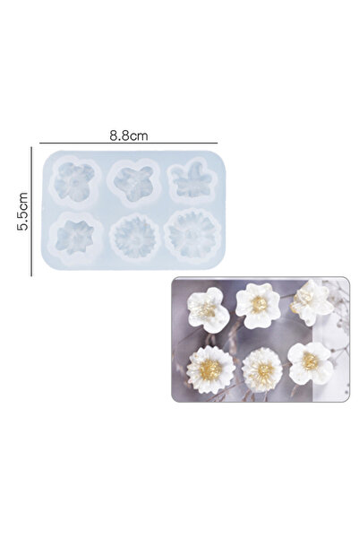 HOBİFLEX EPOKSİ REÇİNE KALIP UV REÇİNE İTHAL ALTILI KÜÇÜK PAPATYA KOLYE KÜPE SİLİKON KALIP HB4021-0074