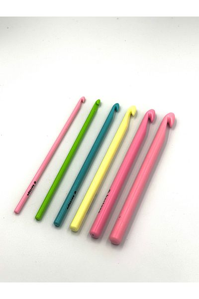 Kartopu Plastic Knitting Crochet Set 6 Pcs Different Number 4.0, 5.0, 6.0, 8.0, 9.0, 10mm Length 15cm