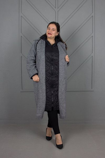 Truva XXL Plus Size Quilted Hoodie Detachable Coat Gray