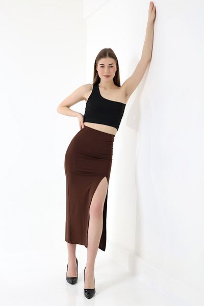 Zula Moda Οθωμανική υφασμάτινη μακριά φούστα με σκίσιμο
