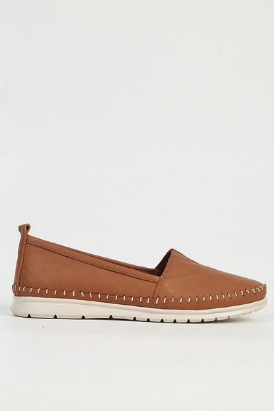 Pierre Cardin Genuine Leather Tan Women's Ballerina Shoes Pc-54766