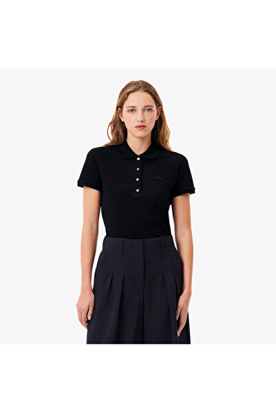 Lacoste L.12.D Kadın Slim Fit Siyah Polo