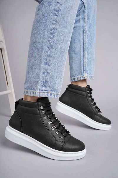 TB Terzi Bey Tb206 Ottawa Lace-up Skin Ανδρικά καθημερινά αθλητικά μποτάκια Bt - Μαύρα