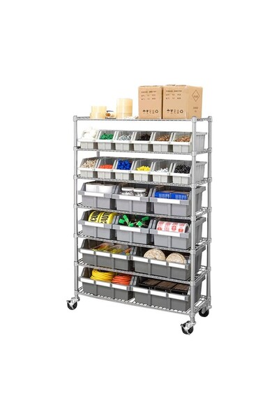 Seville Classics 23-Piece Commercial 7 Shelf Storage Rack with 22 Bins