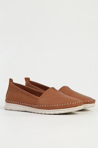 Pierre Cardin Genuine Leather Tan Women's Ballerina Shoes Pc-54766