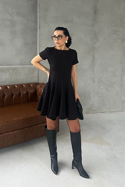 Seda Yalçın Atelier Black Coco Flounce Short Dress