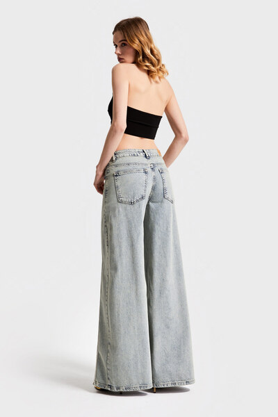 its basic Колір штанів 3S565 - Жіночі джинси-палаццо з смужками та розрізами, 100% бавовна