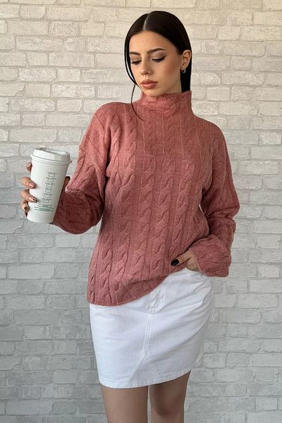 GÜLSELİ Powder Half Turtleneck Patterned Women's Knitwear Sweater