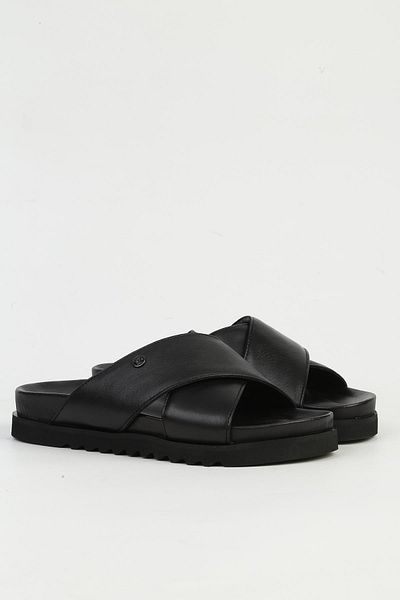 Pierre Cardin Дамски чехли от естествена кожа, черни PC-54601