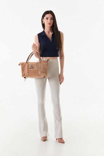 Fulla Moda Text Printed Plush Sleeve Bag