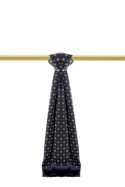 Bursa İpek Navy Blue Patterned Men's Silk Cashew