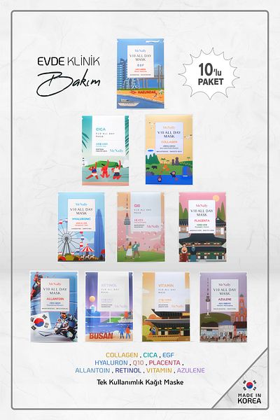 McNally Pack of 10 Mixed Disposable Korean Face Mask All Day Mask Made in Korea