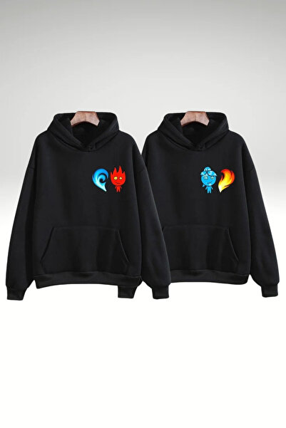 FECCY Pamuklu _Baskılı Özel Tasarım 2 Adet Sevgili Kombini Çift Sweatshirt