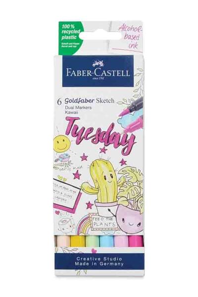 Faber Castell Goldfaber Sketch Kawaii Set, 6 Different Vibrant Colors, Dual T...