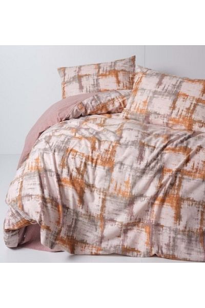 Cotton Box Σετ Παπλωματοθήκη Διπλό Πλακάκι Flannel Rina