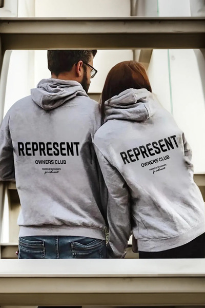 FECCY Βαμβακερό Σετ Ζευγαριού Represent Sevgili - Φούτερ με στάμπα και κουκού...