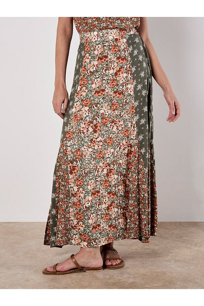 Apricot Midirock Mit Floralem Patchworkdruck
