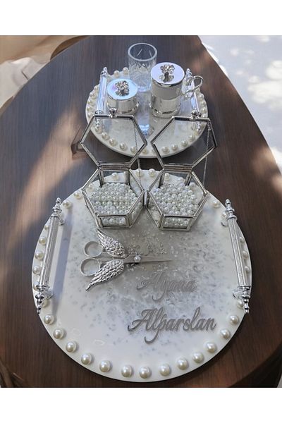 CyzHome Promise Engagement Tray with Ethereal Silver Pearls