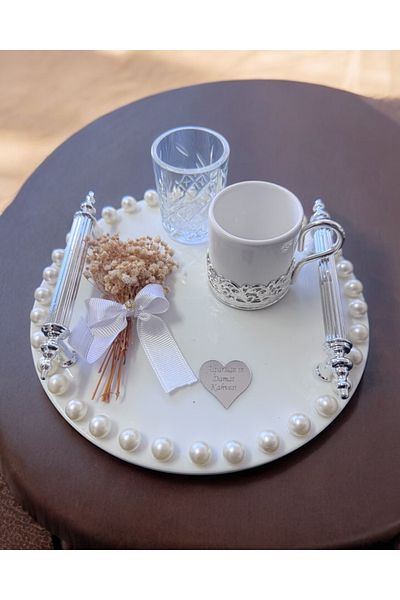 CyzHome Silver Promise Coffee Tray with Freya Pearls