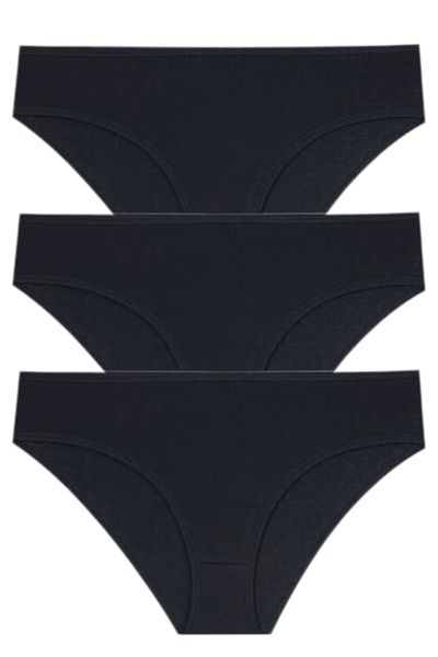 Gizli Butik Set de 3 chiloți negri pentru femei - culoare uni, bumbac și lycra