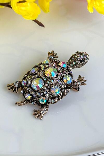 Enfes Takı Özel Tasarım Kaplumbağa Broşu
