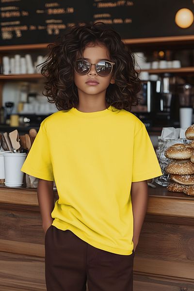 Cloise Tricou galben pentru copii unisex |   100% bumbac |