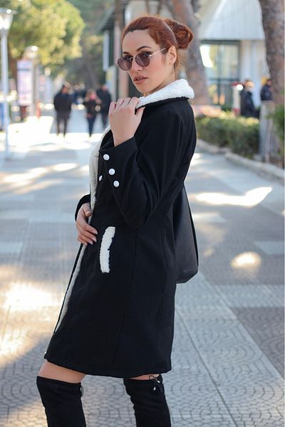 Toridas Barbora Damenmantel aus schwarzem Kaschmir – Winter, lässig, bt306black17