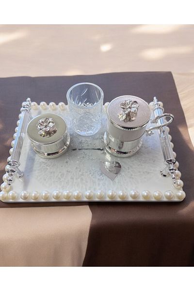 CyzHome Harper Silver Engagement Coffee Tray