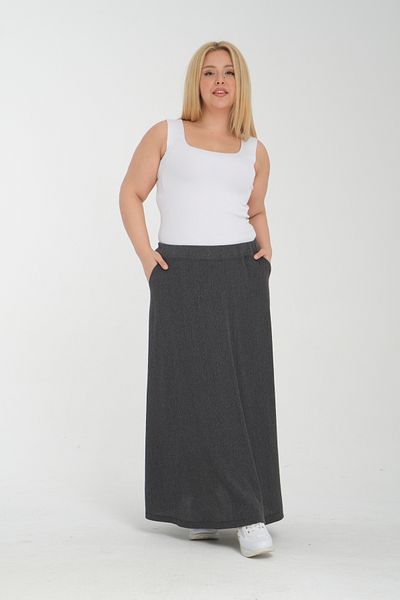 Dejabrew Jeans Gray Wrapped Flared Long Skirt A043-1